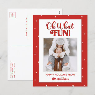 Oh Was Für Ein Spaß Süße Schrift Weihnachtsfoto Feiertagspostkarte
