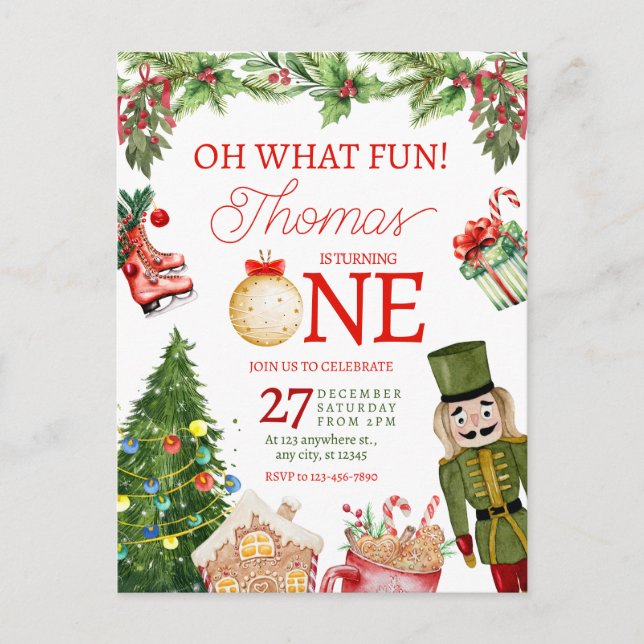 Oh Was Für Ein Spaß Weihnachts-Winter-Erstgeburtst Postkarte (Vorderseite)