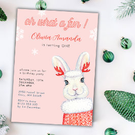 Oh, was für ein Spaß Winter rosa ersten Geburtstag Einladung