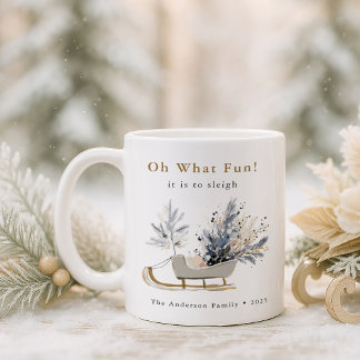 Oh was für ein Spaß Winter-Schlitten Floral Foto W Kaffeetasse