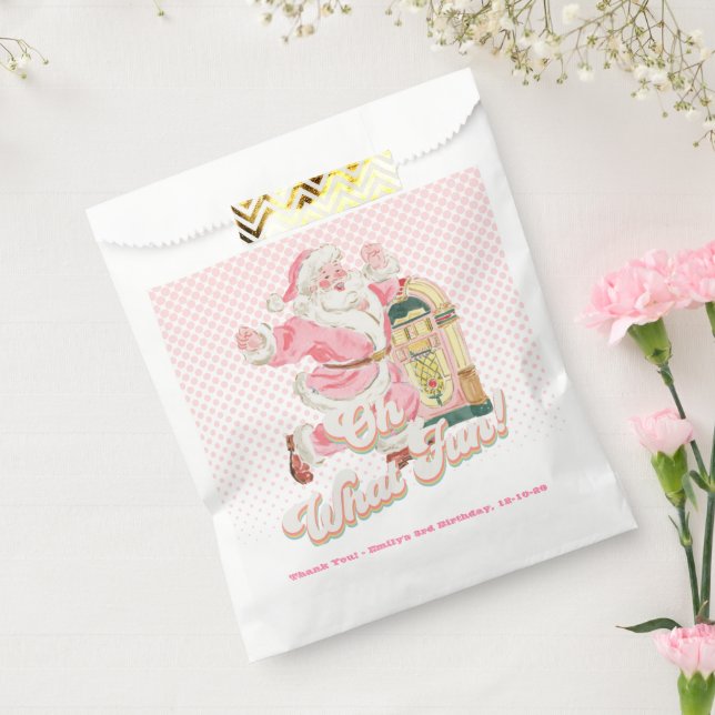 Oh, was lustig-rosa Retro Weihnachtsmann Geburtsta Geschenktütchen (Versiegelt)