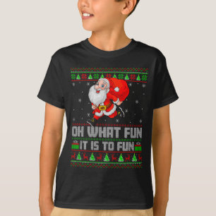 Oh, was macht es für Spaß, lustigen Santa laufen z T-Shirt