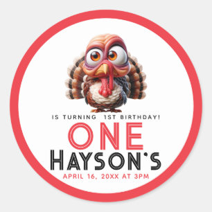 Oh, was macht Spaß Karikaturen Türkei 1. Geburtsta Runder Aufkleber