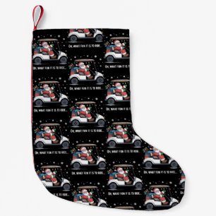 Oh was macht Spaß, wenn man Santa im Golf Cart fah Kleiner Weihnachtsstrumpf