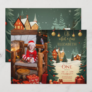 Oh, was Spaß 1. Geburtstag Foto Weihnachten Einladung