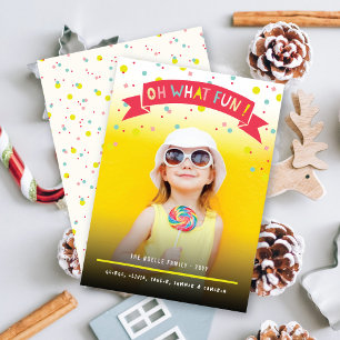 Oh, was Spaß Banner farbenfrohe Confetti Dots Foto Feiertagskarte