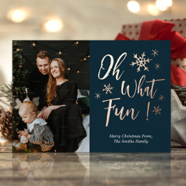Oh, was Spaß Blue Gold Calligraphy Snowflakes Foto Folien Feiertagskarte