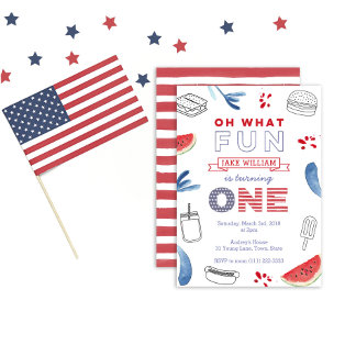 Oh, was Spaß, einer zu sein, Red White Blue 1. Geb Einladung
