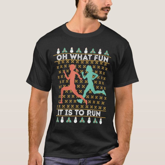 Oh, was Spaß es ist, Fun Runners Weihnachten Gif z T-Shirt (Vorderseite)