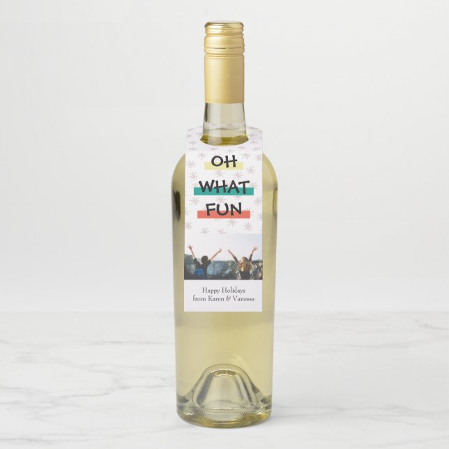 Oh, was Spaß Farbe Block Weihnachten Foto Flaschenanhänger (Auf Flasche)