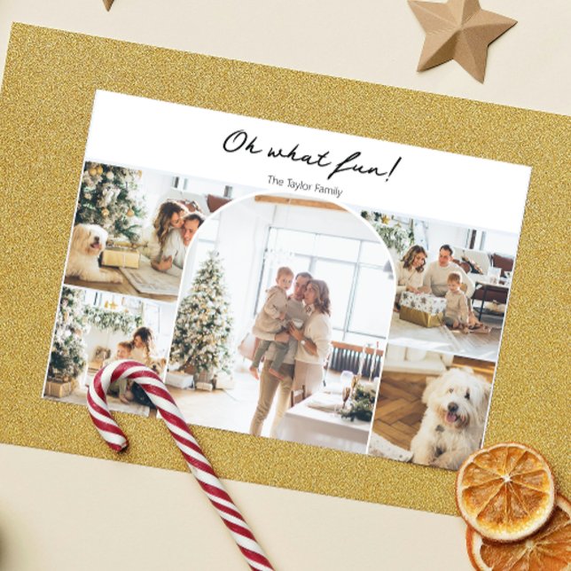 Oh, was Spaß Foto Weihnachten Personalisiert (Oh What Fun Photo Christmas Personalized Holiday Card from Ricaso. Add your own 6 photos and text)