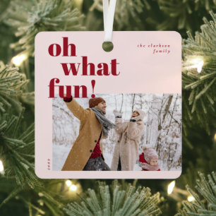 Oh, was Spaß glücklichen Urlaub Candy Cane Foto Ornament Aus Metall