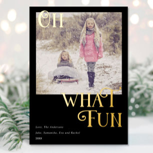 Oh, was Spaß Gold Foil Black Christmas Foto Folien Feiertagskarte