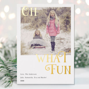 Oh, was Spaß Gold Foil White Christmas Foto Folien Feiertagskarte