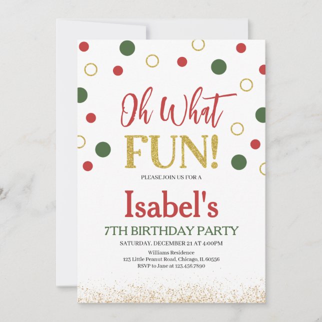 Oh, was Spaß Green Red Dots Geburtstag Einladung (Vorderseite)