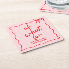 Oh, was Spaß Hand gezeichnet Weihnachten Party Rechteckiger Pappuntersetzer