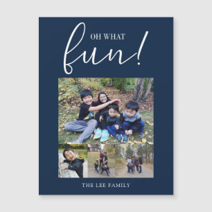 Oh, was Spaß Holiday Foto Modernes Blue Weihnachte Magnetkarte