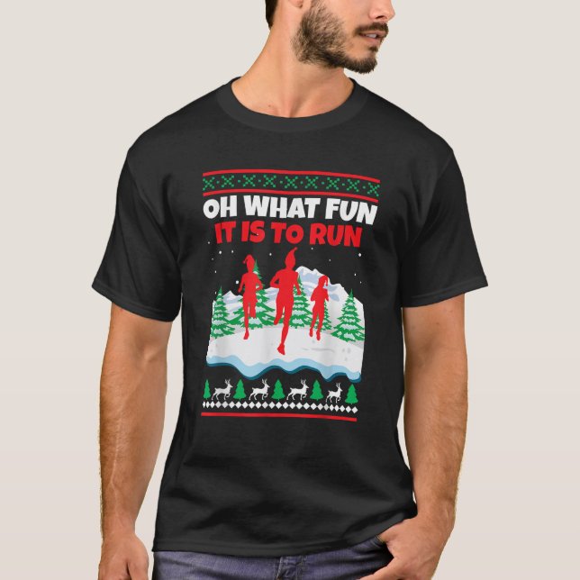 Oh, was Spaß macht es, Weihnachten im Joggen laufe T-Shirt (Vorderseite)