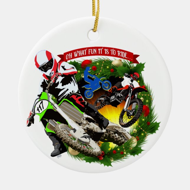 Oh, was Spaß Motocross Weihnachten Keramik Ornament (Vorne)