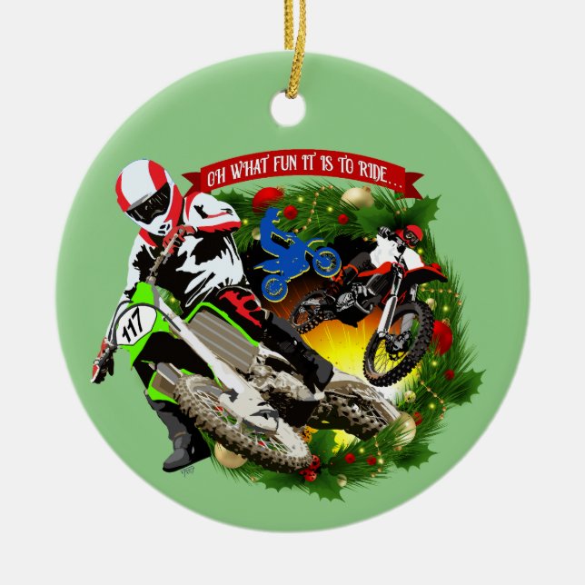 Oh, was Spaß Motocross Weihnachten Keramik Ornament (Vorne)