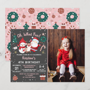 Oh, was Spaß Pink Black Weihnachten Geburtstag Fot Einladung