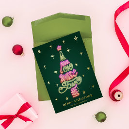 Oh, was Spaß Pink & Green Neon Signieren Weihnacht Folien Feiertagskarte