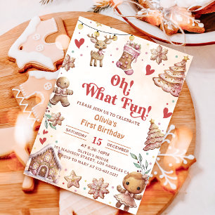 Oh, was Spaß Pink Weihnachts-Cookie-Einladung Einladung