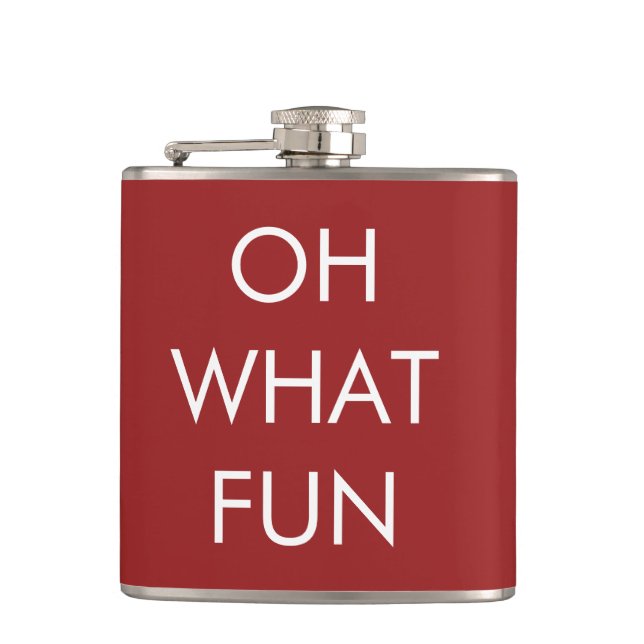 OH Was Spaß Red Christmas Flask Flachmann (Vorderseite)