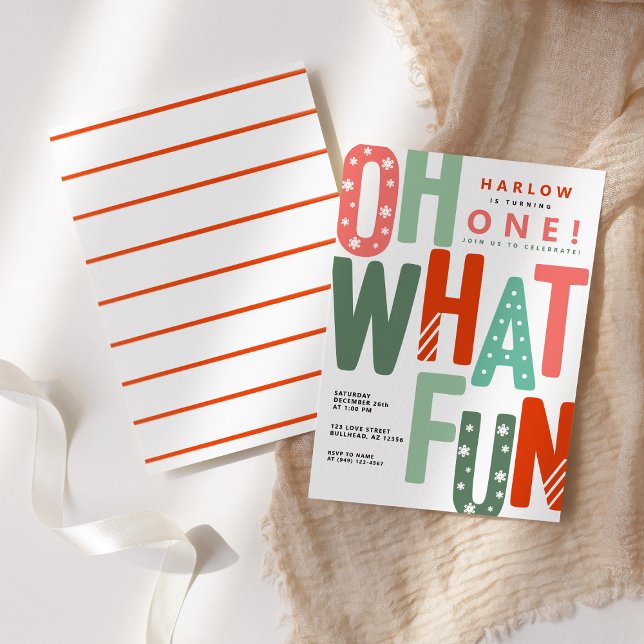 Oh, was Spaß Retro farbenfrohe Weihnachten 1. Gebu Einladung (Von Creator hochgeladen)