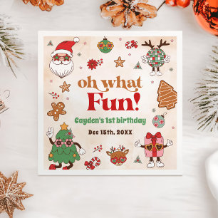 Oh, was Spaß Retro Weihnachten ersten Geburtstag Serviette