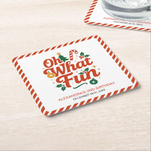 Oh, was Spaß Retro Weihnachten Geburtstag Rechteckiger Pappuntersetzer