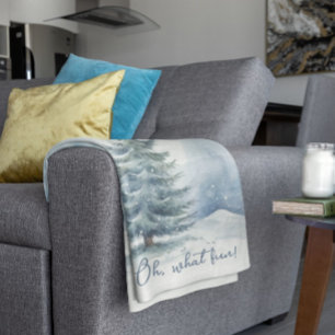 Oh, was Spaß Schnee bedeckt Evergreen Tree Fleecedecke