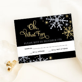 Oh, was Spaß Silver Gold Snowflakes Urlaub RSVP Karte