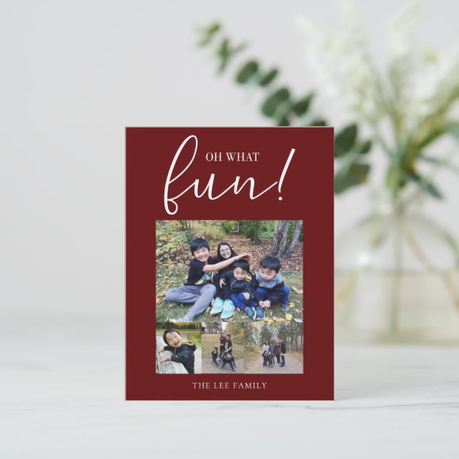 Oh, was Spaß Urlaub Foto Moderne Weihnachten Rot W (Stehend Vorderseite)