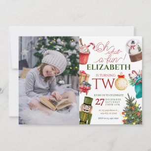 Oh, was Spaß Weihnachten 2. Geburtstag Foto Einladung