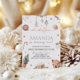 Oh, was Spaß Weihnachten ersten Geburtstag Einladung