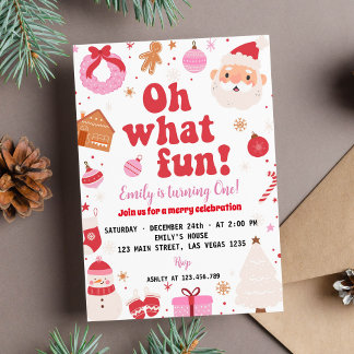 Oh, was Spaß Weihnachten Erster Geburtstag Einladu Einladung