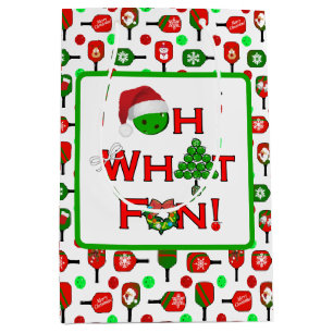 Oh, was Spaß Weihnachten Pickleball Grün und Weiß Mittlere Geschenktüte