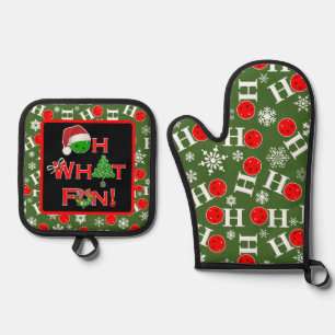 Oh, was Spaß Weihnachten Pickleball Grün und Weiß Ofenhandschuh & Topflappen-Set