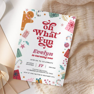 Oh, was Spaß Weihnachten Rosa Geburtstag Einladung