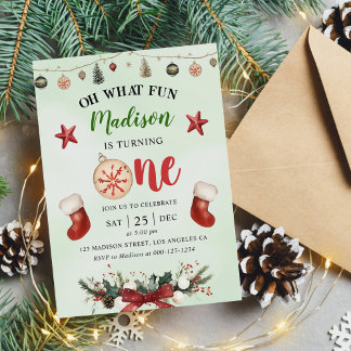 Oh, was Spaß Weihnachten Winter erste Geburtstagsp Einladung