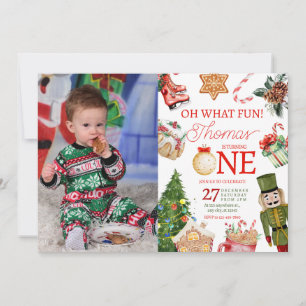 Oh, was Spaß Weihnachten Winter ersten Geburtstag Einladung