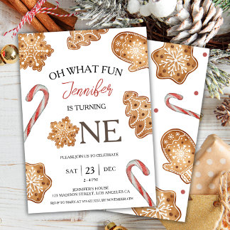 Oh, was Spaß | Weihnachts-Cookie 1. Geburtstag Einladung