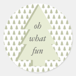 Oh, was Spaß Weihnachtsbaum Muster Sage Green Runder Aufkleber
