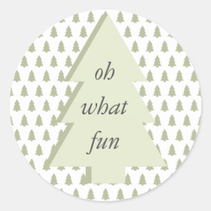 Oh, was Spaß Weihnachtsbaum Muster Sage Green Runder Aufkleber