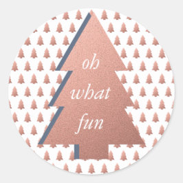 Oh, was Spaß Weihnachtsbaum Rose Gold Blue White Runder Aufkleber