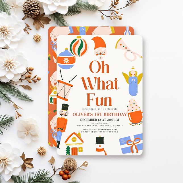 Oh, was Spaß Weihnachtsfeiertag 1. Geburtstag Einladung (Von Creator hochgeladen)
