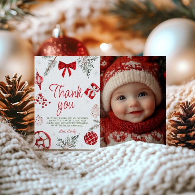 Oh, was Spaß Winter Geburtstag Foto Danke Karte (Von Creator hochgeladen)