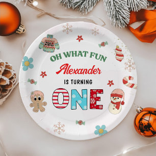 Oh, was Spaß Winter Weihnachten 1. Geburtstag Pappteller