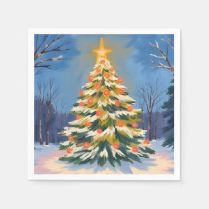 Oh Weihnachtsbaum Aquarell-Malerei Feiertag Serviette